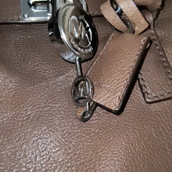 Michael Kors Hamilton Genuine Leather Brown Satchel Shoulder Bag - Picture 12 of 13